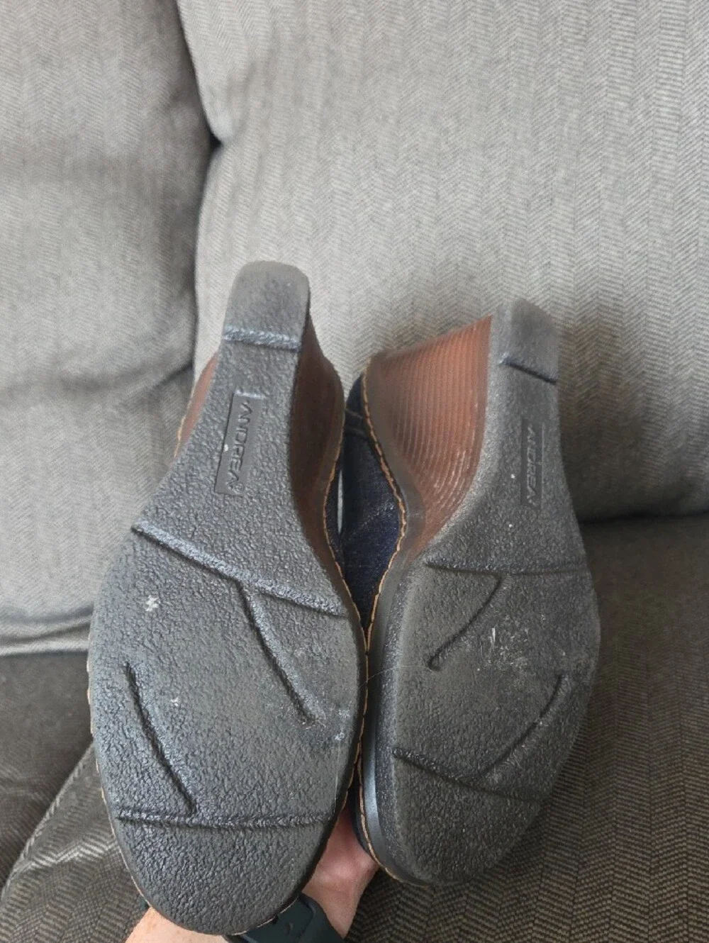 ANDREA Denim Blue Wedge Pumps - Women